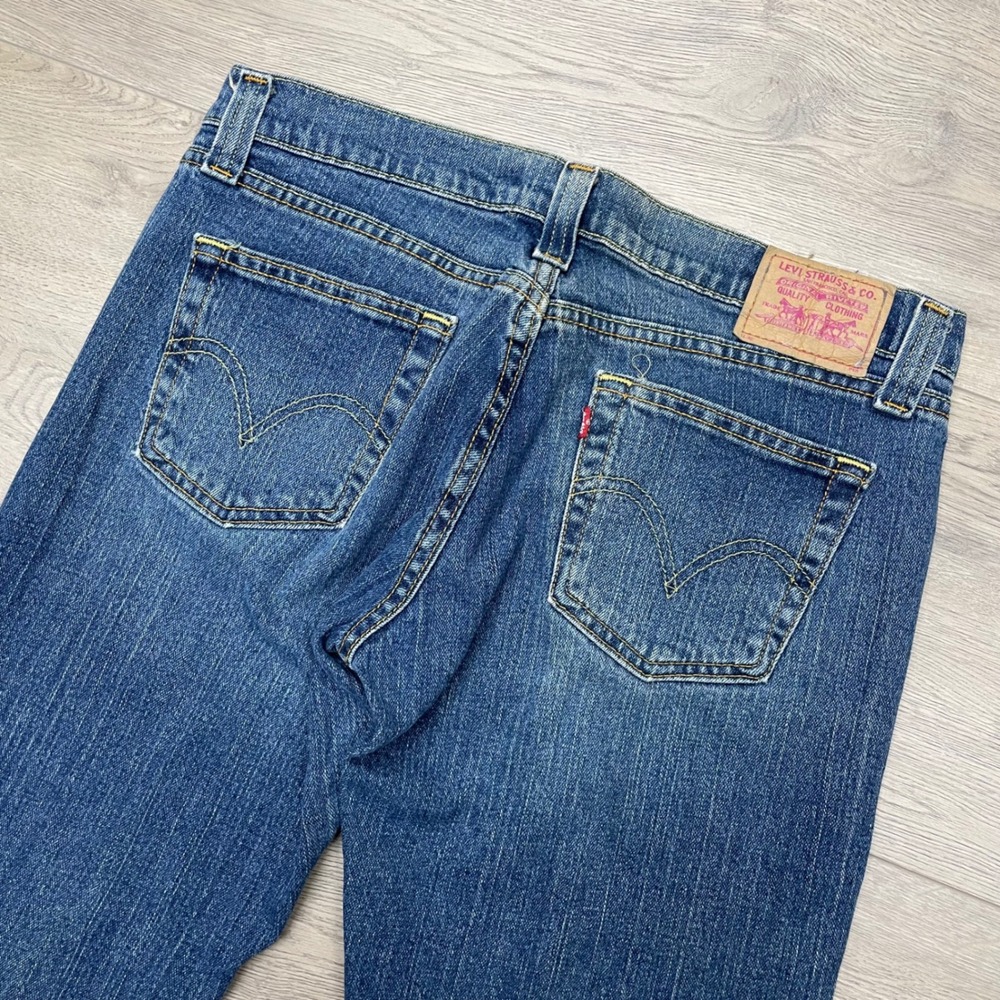 Levi 513 Slouch Boot Cut Jeans Women 9 M Blue Denim Low Rise Button Fly